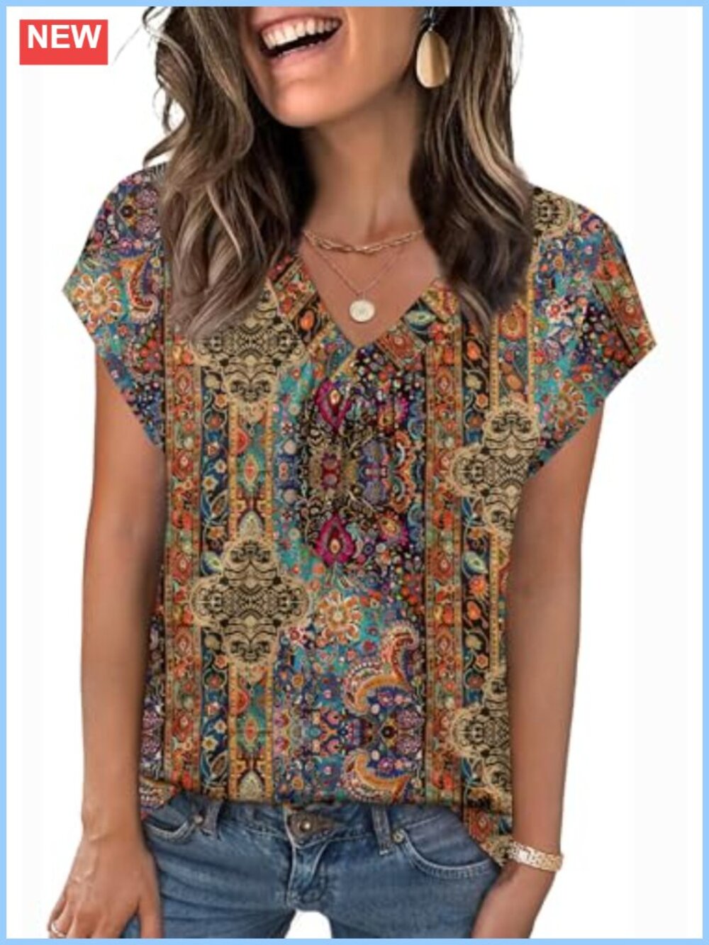 Womens Short Sleeve V Neck Pleated Front Blouse Curved Hem Casual Top